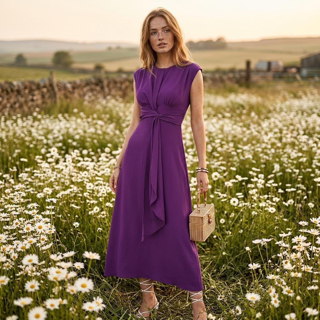 Elegant Thin Strap A-Line Midi Dress Solid Color Summer Women Outfit