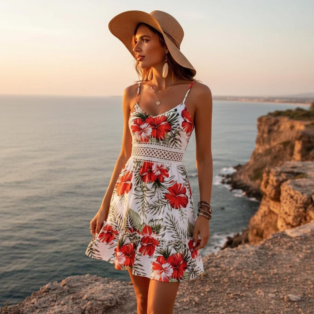 Boho Lace Strapless Floral Maxi Dress Sleeveless Summer Beach Dress