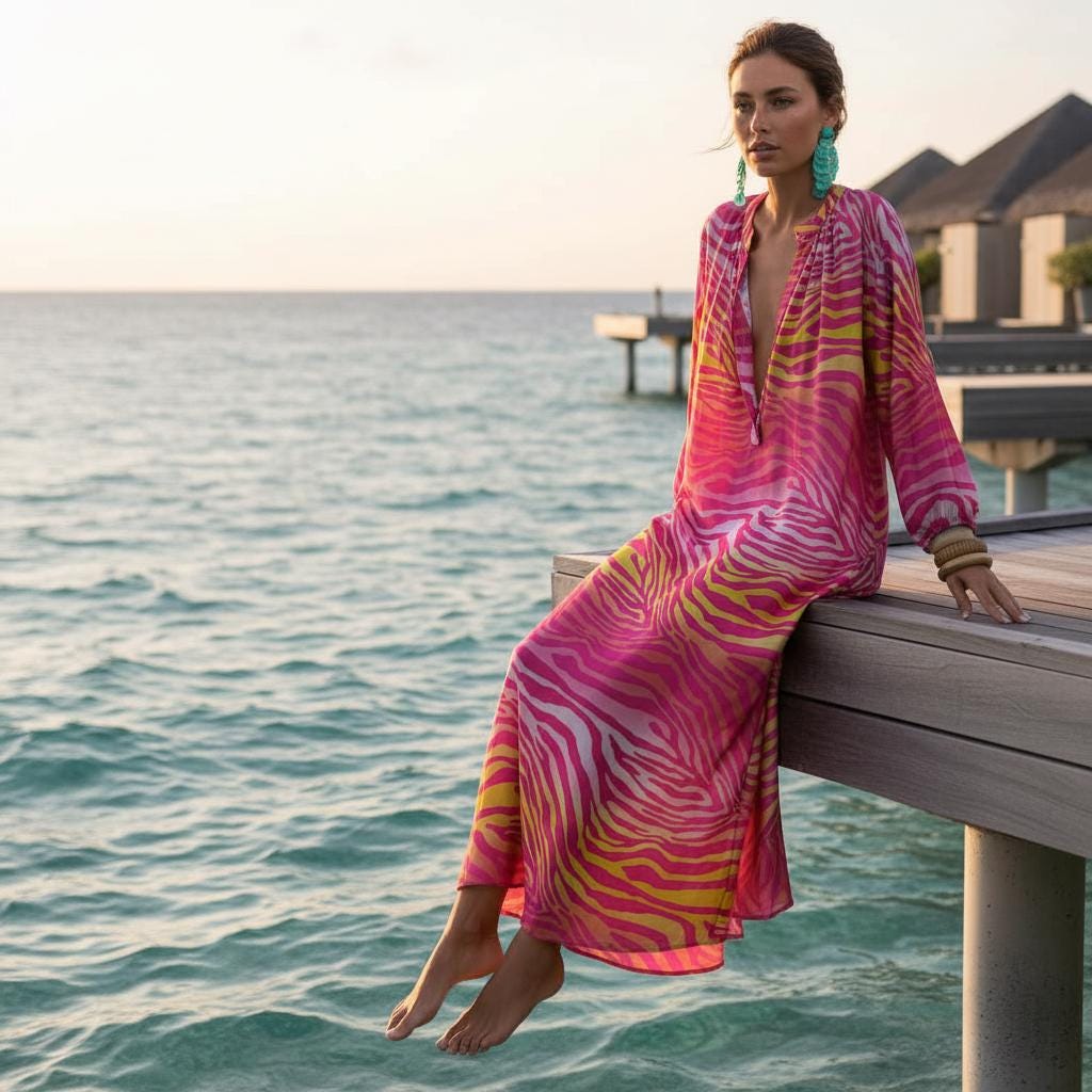 Boho Beach Maxi Dress Long Sleeve Flowy Elegant Dress