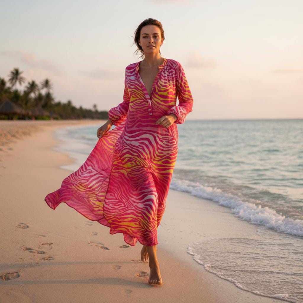 Boho Beach Maxi Dress Long Sleeve Flowy Elegant Dress