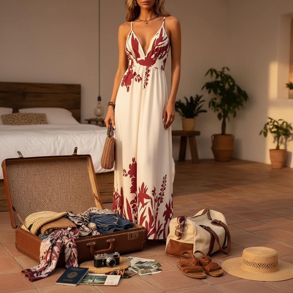 Tropical Backless Halter Maxi Dress Ethnic Print Beach Vacation Dress