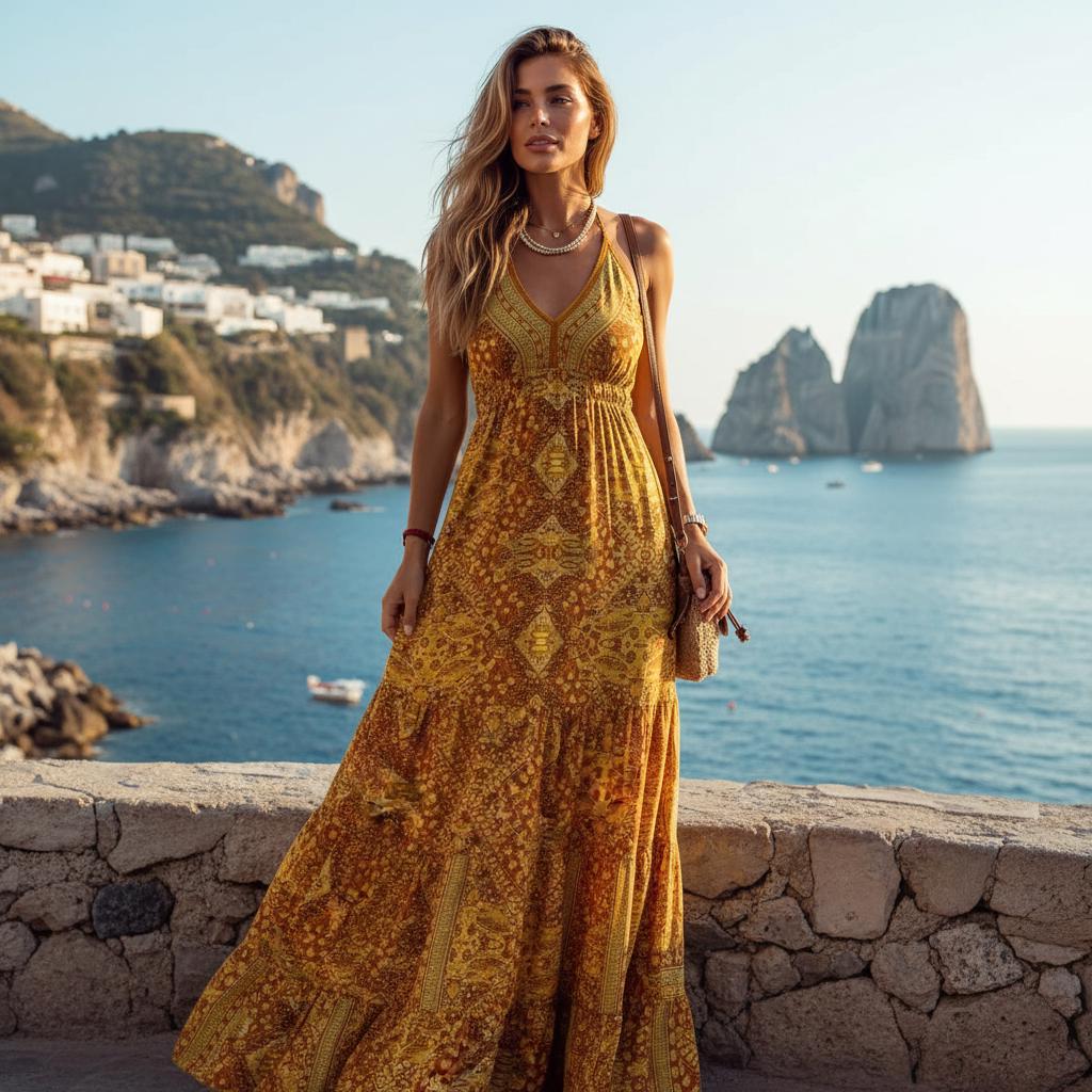 Summer Boho Maxi Dress Strapless Floral High Waist Long Dress