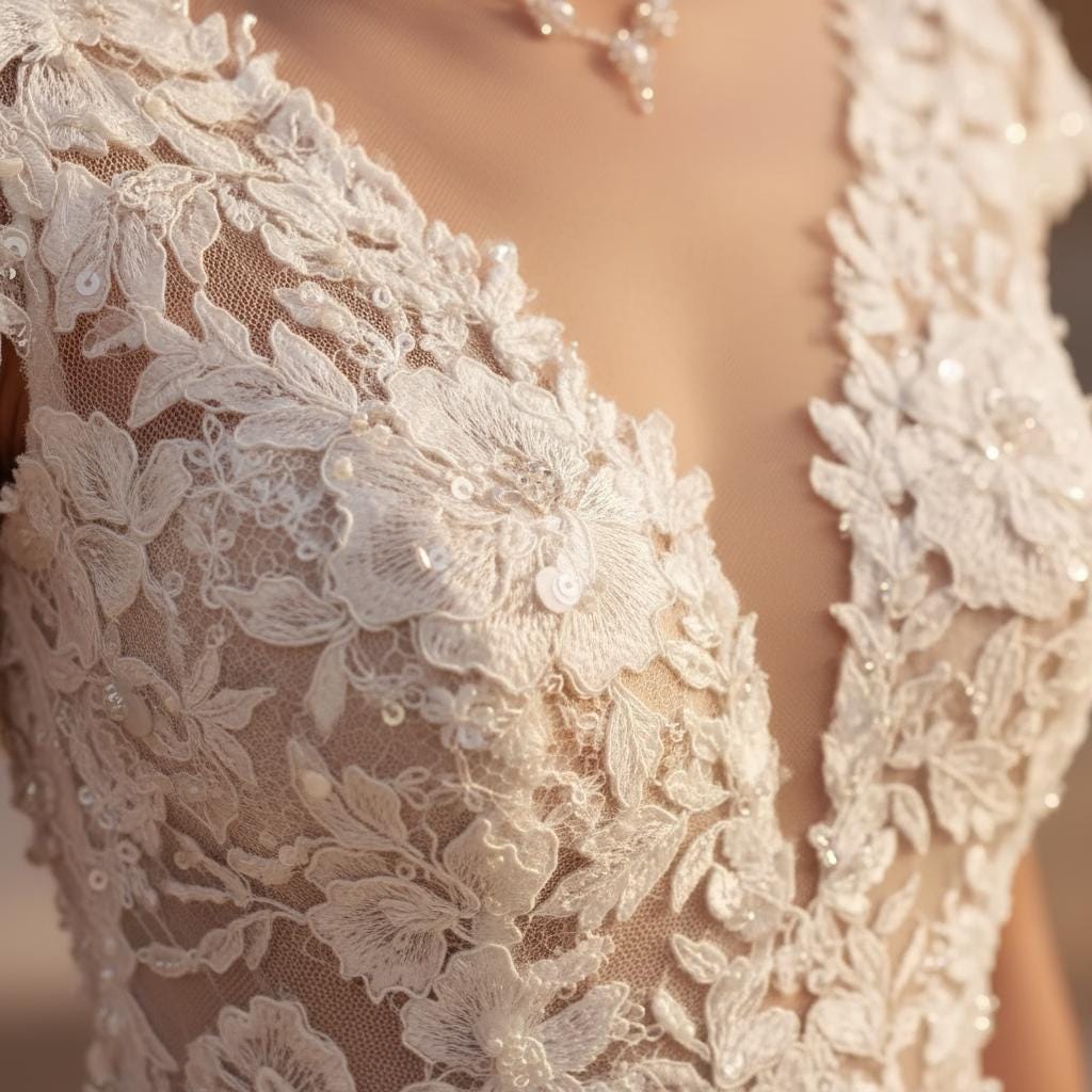 Boho Lace A-Line Wedding Dress V Neck Open Back Bridal Gown