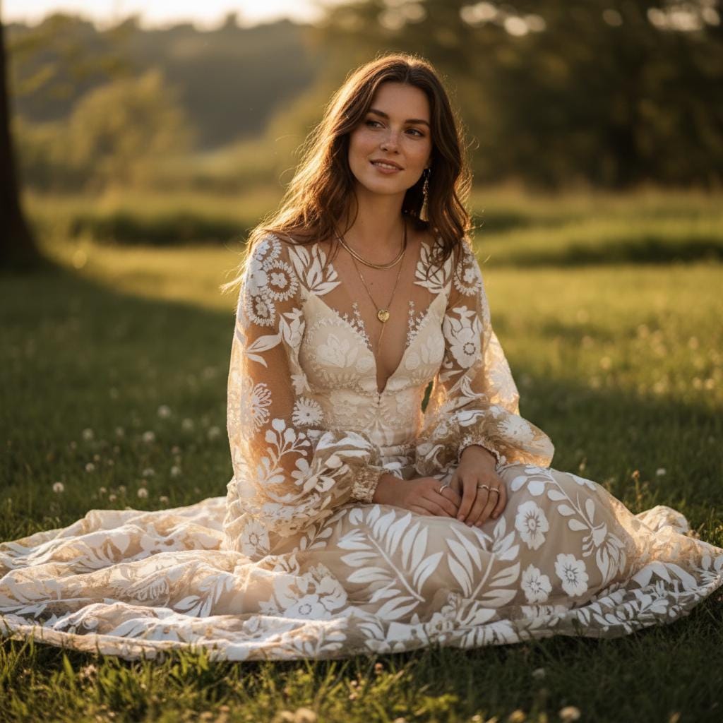 Boho Floral Flared Sleeve Maxi Dress V Neck Backless Wedding Guest