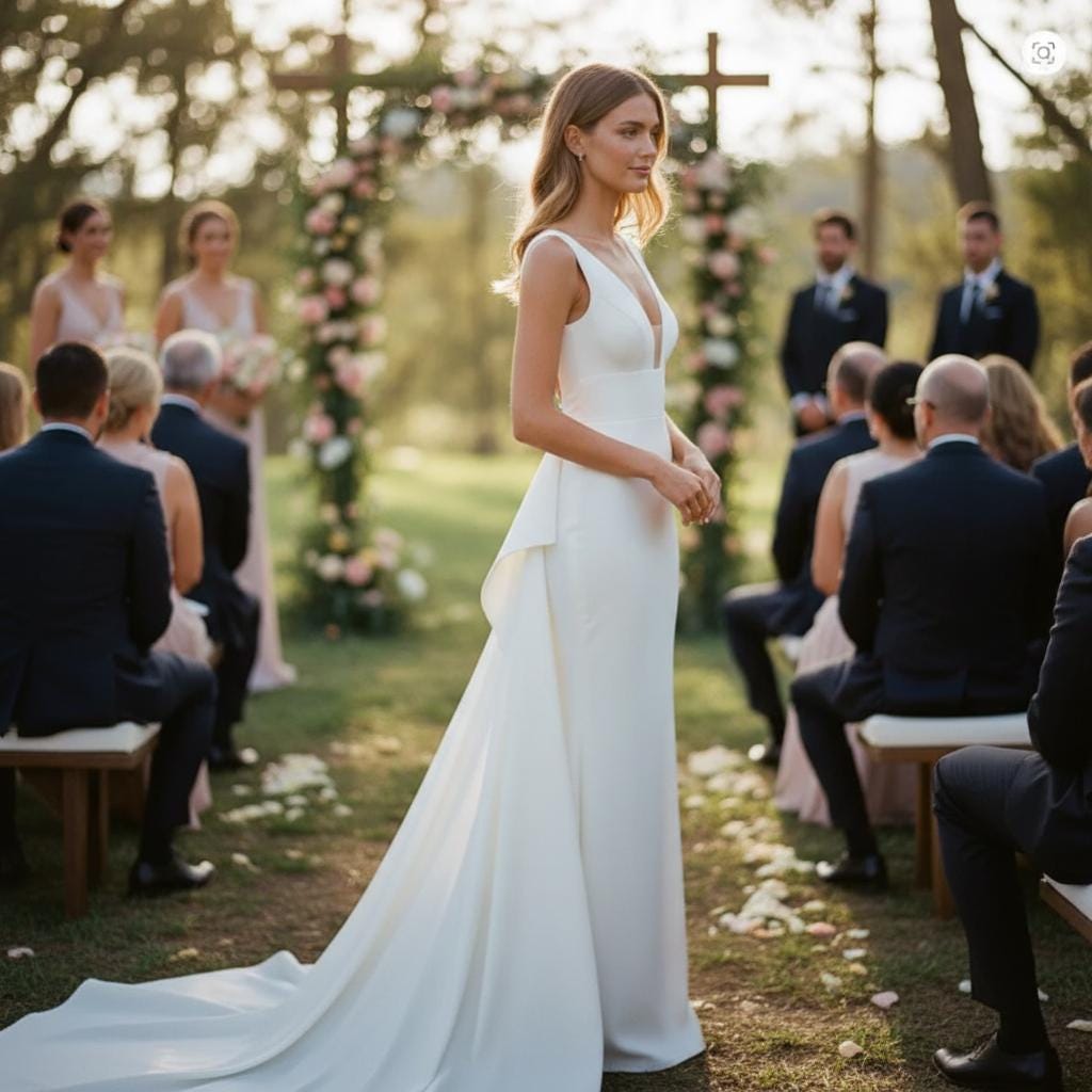 Simple Boho Wedding Maxi Dress High Waist Bridesmaid Elopement Party Dress