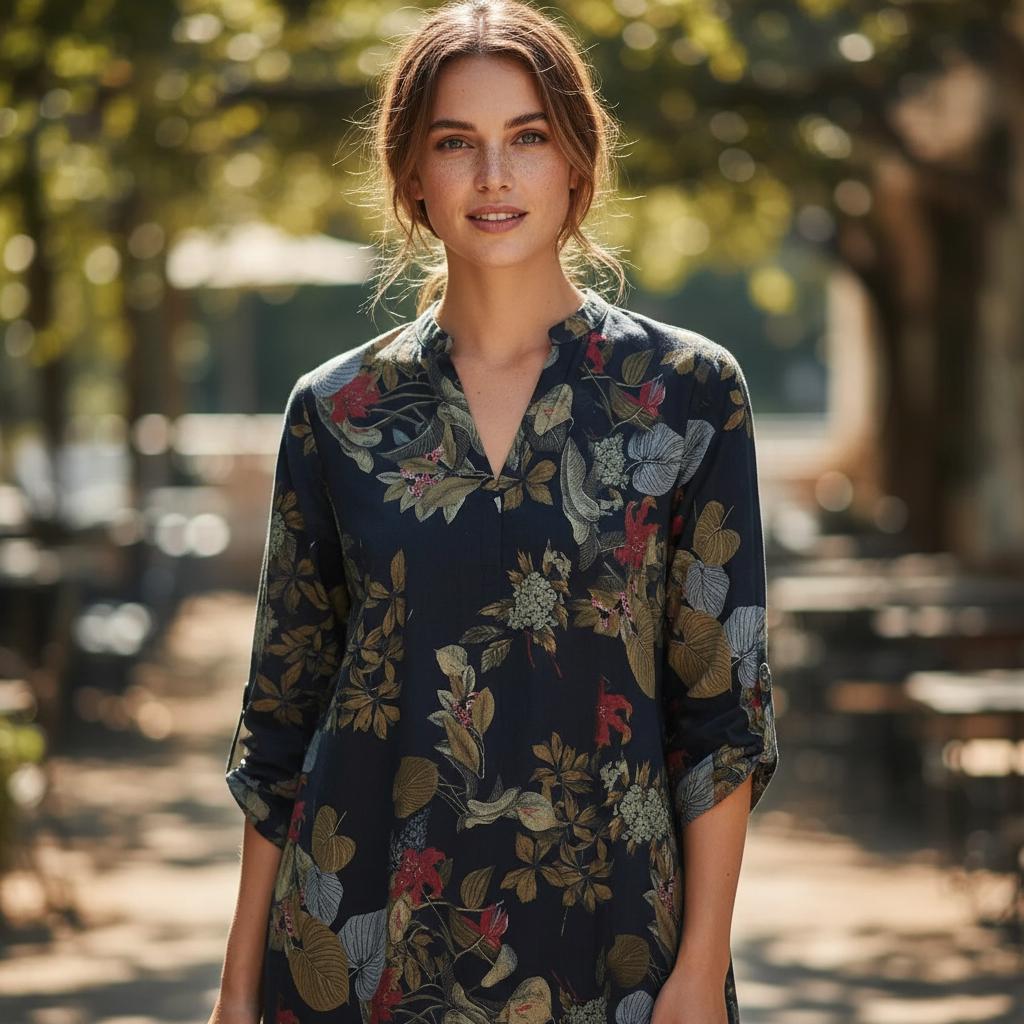 Boho Floral V Neck Blouse Women Cotton Loose Ethnic Spring Top