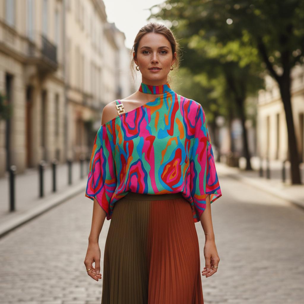 Plus Size Cold Shoulder Boho Blouse Loose Summer Printed Top