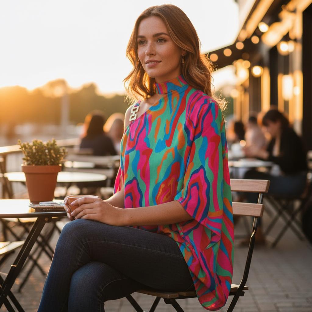 Plus Size Cold Shoulder Boho Blouse Loose Summer Printed Top