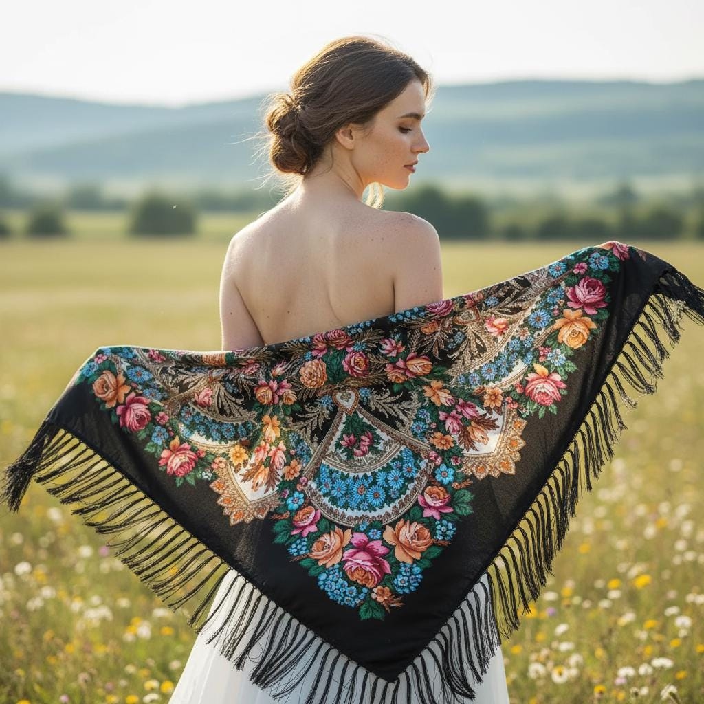 Bohemian Tassel Shawl Scarf Women Large Warm Printed Wrap