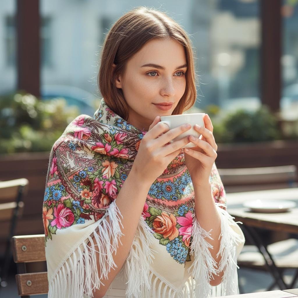 Boho Square Shawl Women Warm Printed Tassel Blanket Scarf