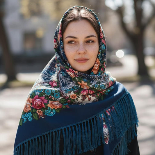 Women Bohemian Shawl Printed Tassel Warm Cloak Scarf