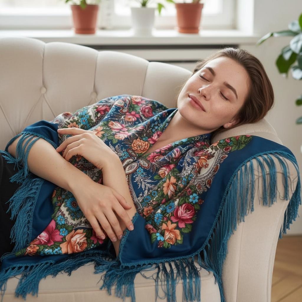 Women Bohemian Shawl Printed Tassel Warm Cloak Scarf