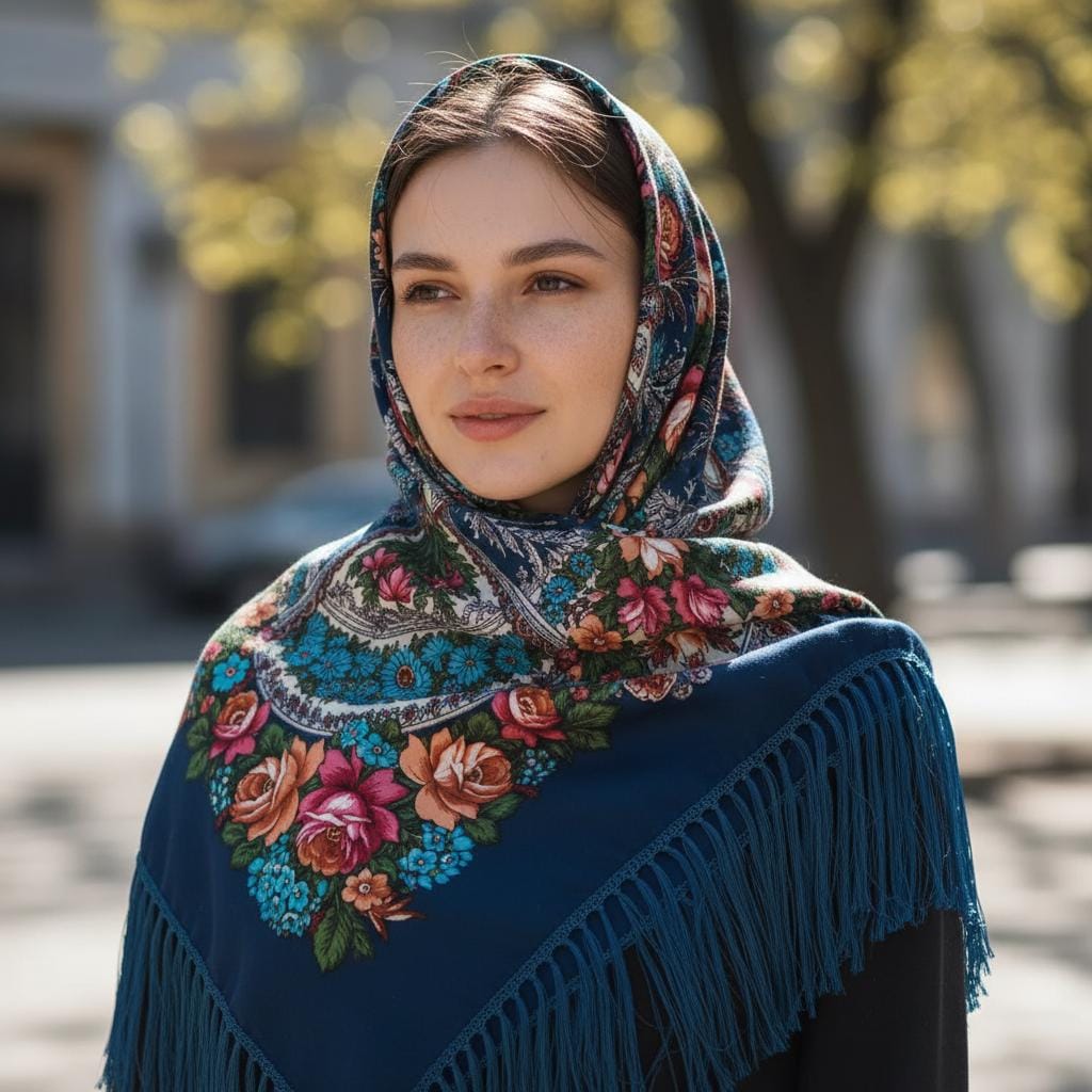 Women Bohemian Shawl Printed Tassel Warm Cloak Scarf