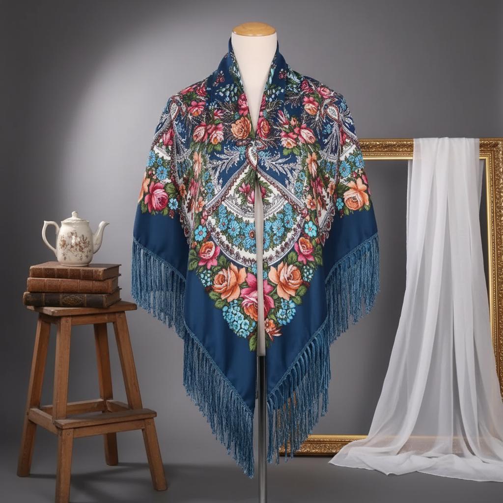 Women Bohemian Shawl Printed Tassel Warm Cloak Scarf