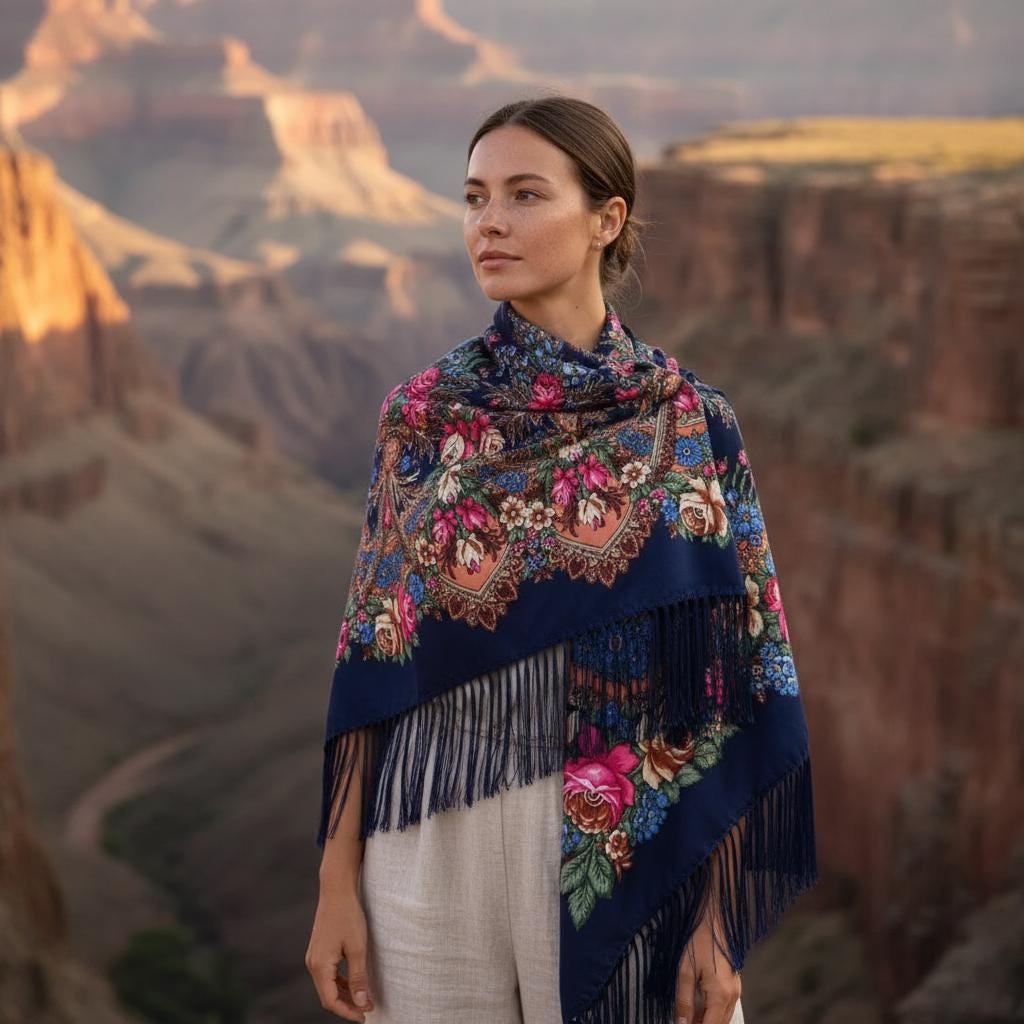 Boho Tassel Scarf Women Large Warm Printed Wrap Shawl