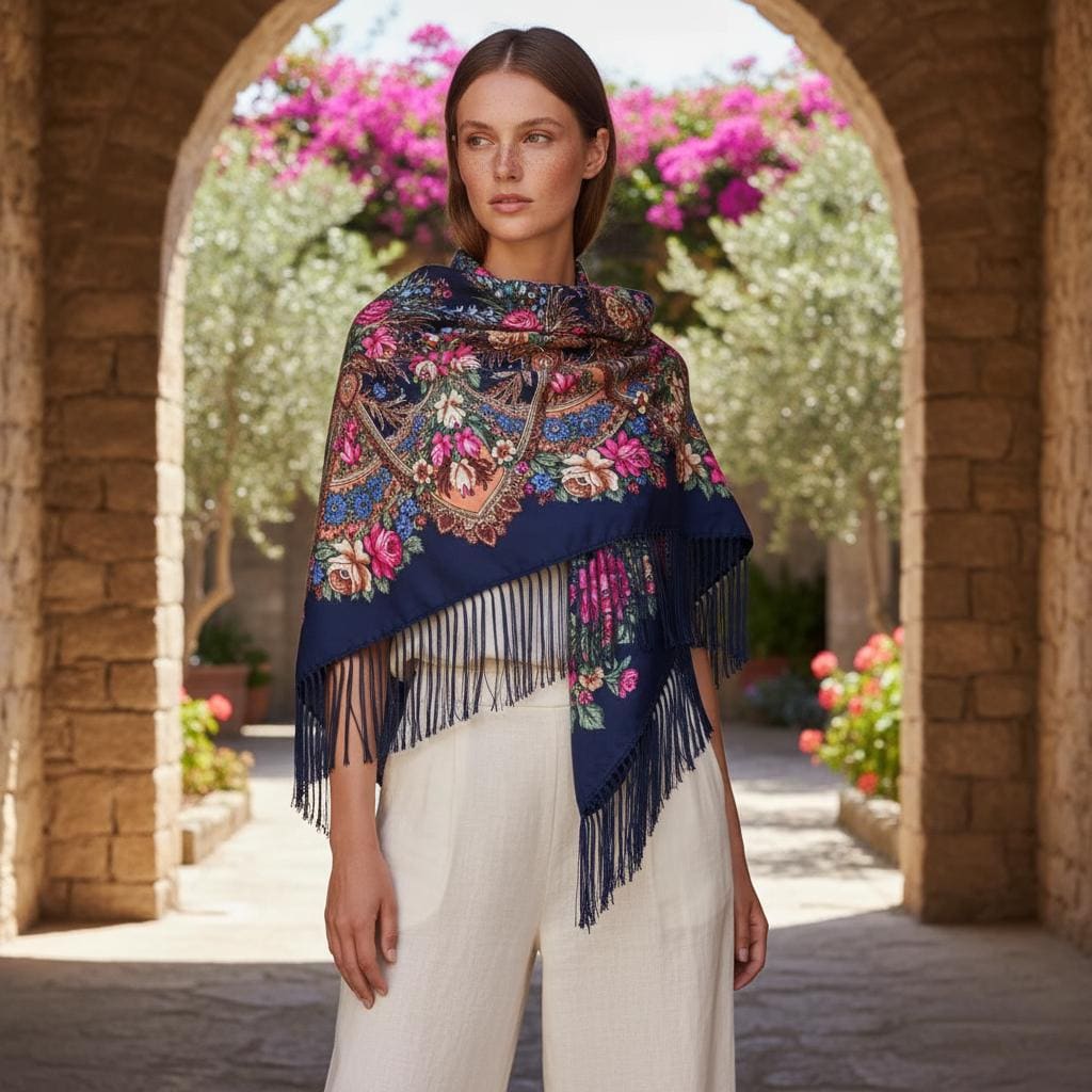 Boho Tassel Scarf Women Large Warm Printed Wrap Shawl