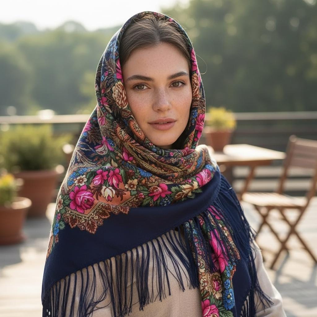 Boho Tassel Scarf Women Large Warm Printed Wrap Shawl