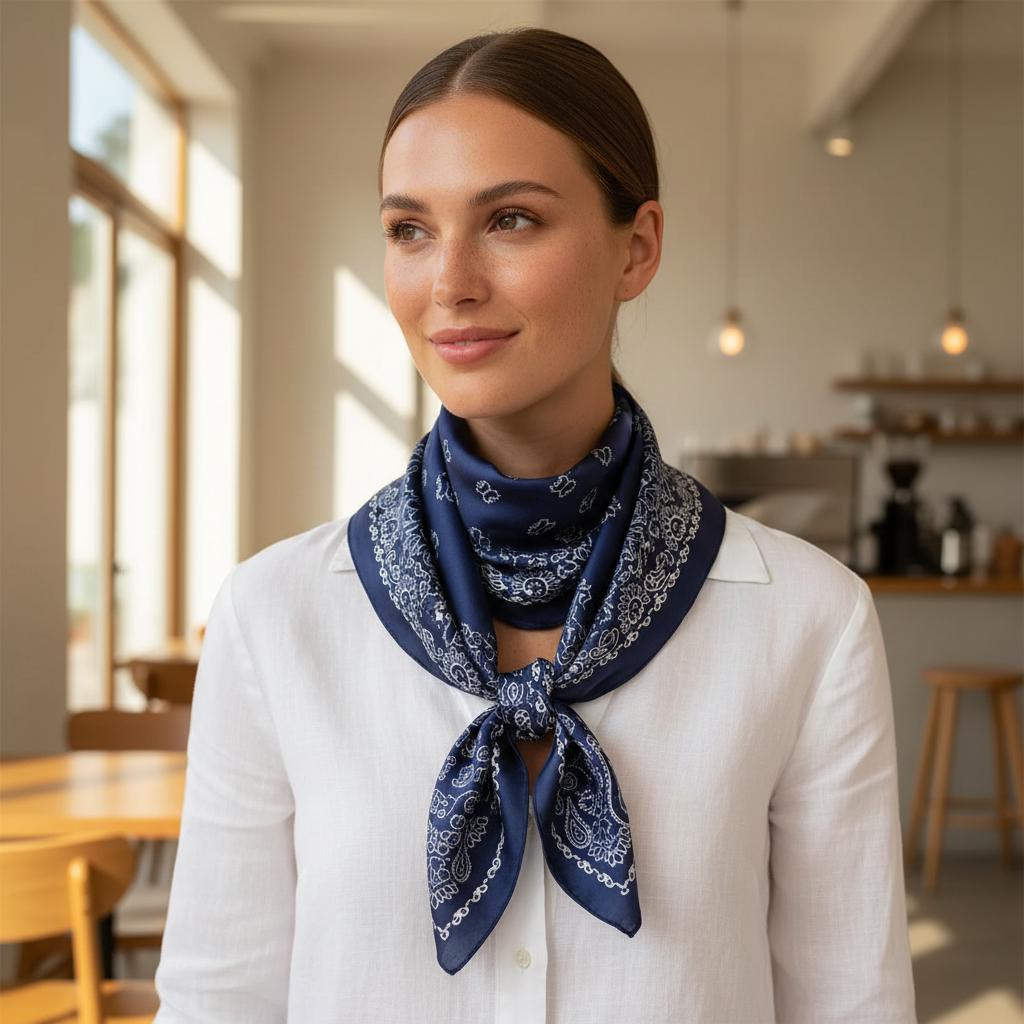 Bohemian Silk Kerchief Paisley Square Scarf for Ladies