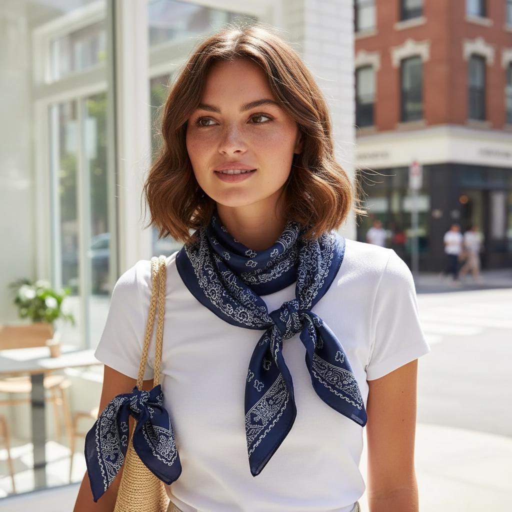 Bohemian Silk Kerchief Paisley Square Scarf for Ladies