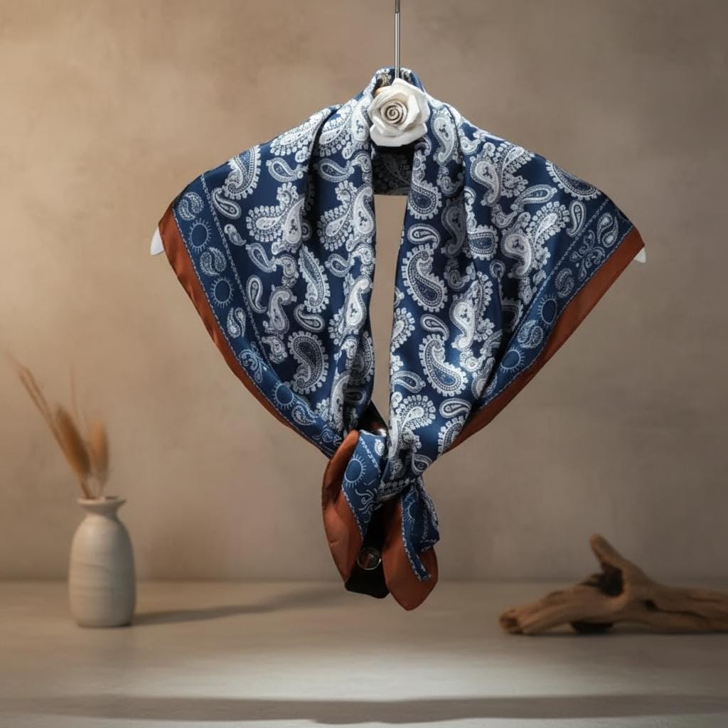 Stylish Paisley Hair Wrap Silk Bandana Women 70x70cm