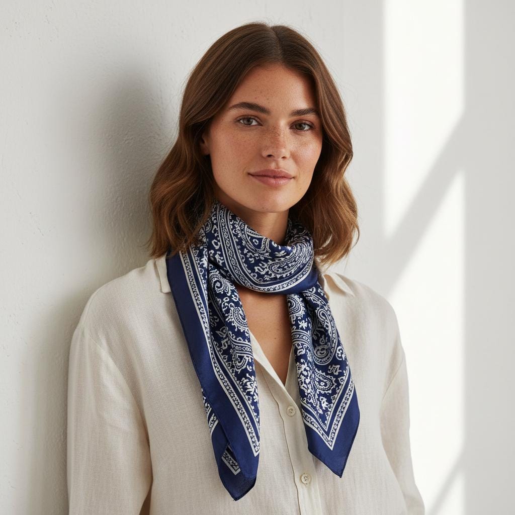 Boho Paisley Print Silk Hair Scarf Women Headband Bandana Square
