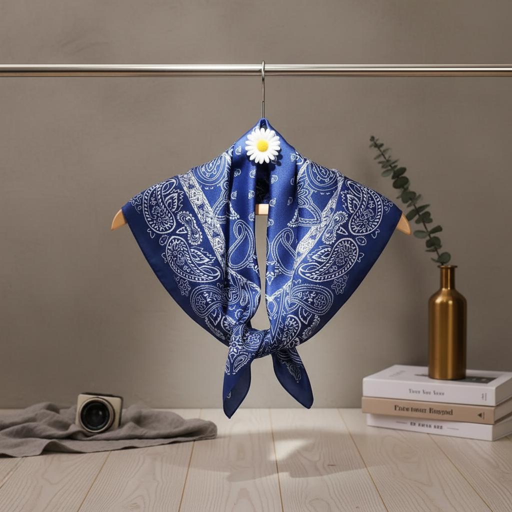 Boho Paisley Print Silk Hair Scarf Women Headband Bandana Square