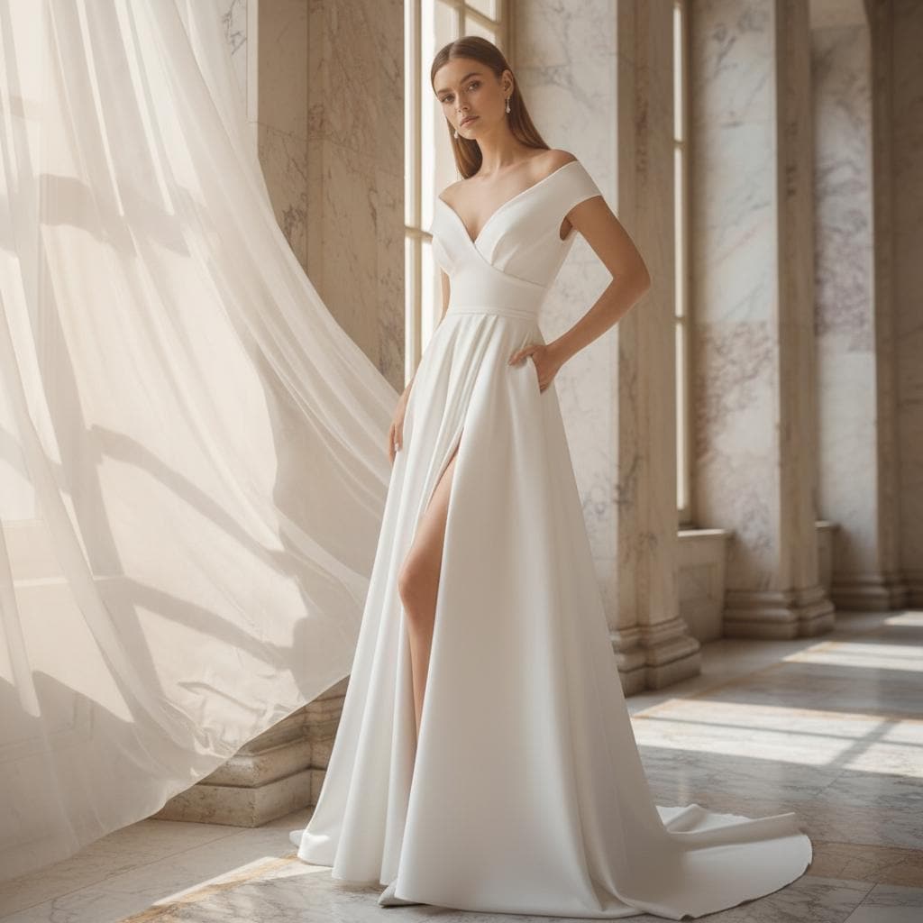 Boho Wedding V Neck Ruffle Split Dress Slim Bridal Guest Dress