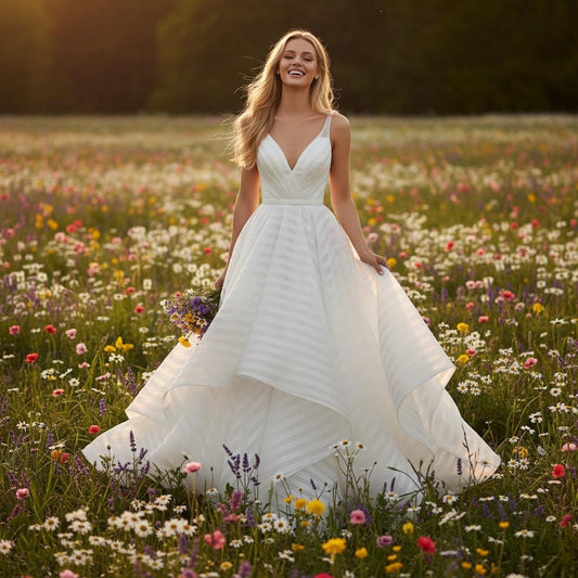 Boho White Open Back Lace Wedding Dress Sleeveless Simple Bridal Gown