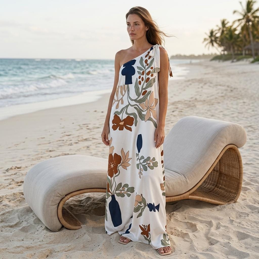 Elegant Off Shoulder Floral Maxi Dress Sleeveless Loose Vacation Party Dress