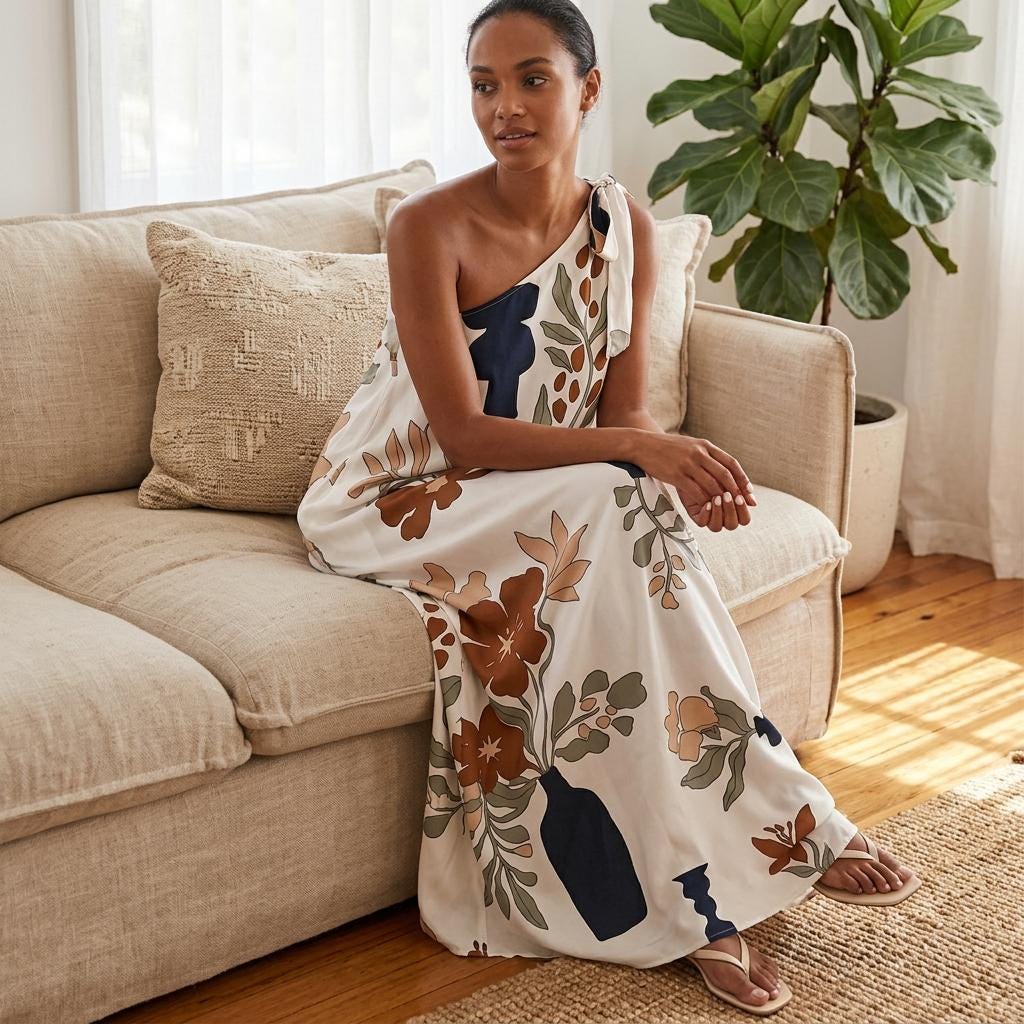 Elegant Off Shoulder Floral Maxi Dress Sleeveless Loose Vacation Party Dress