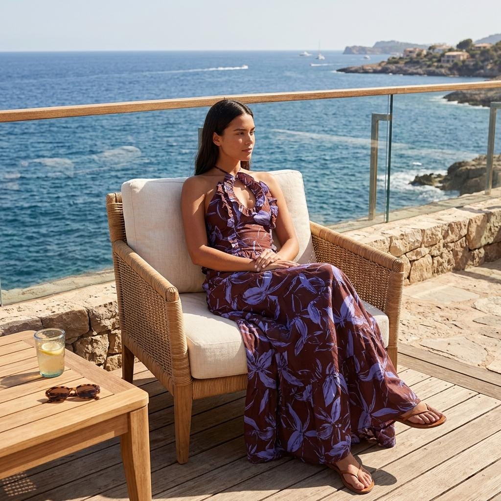 Bohemian Two Piece Skirt Set Tiered Maxi Ruffle Halter Top