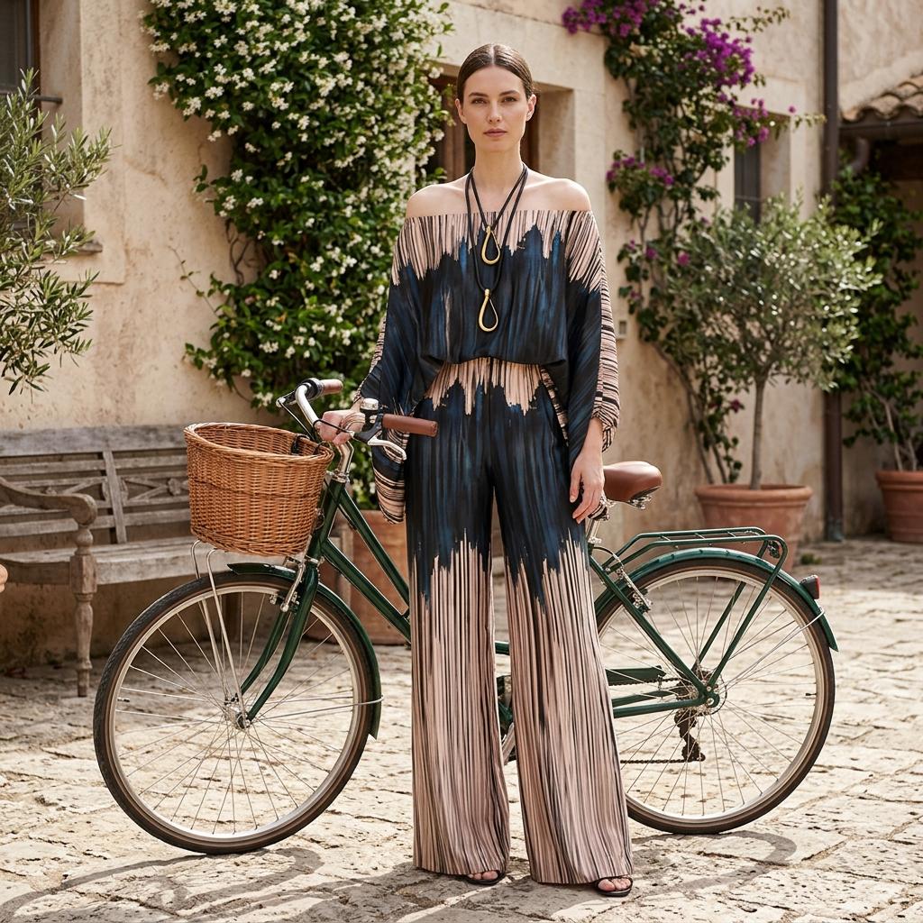 Chic Satin Two Piece Set Off Shoulder Blouse Office Outfit