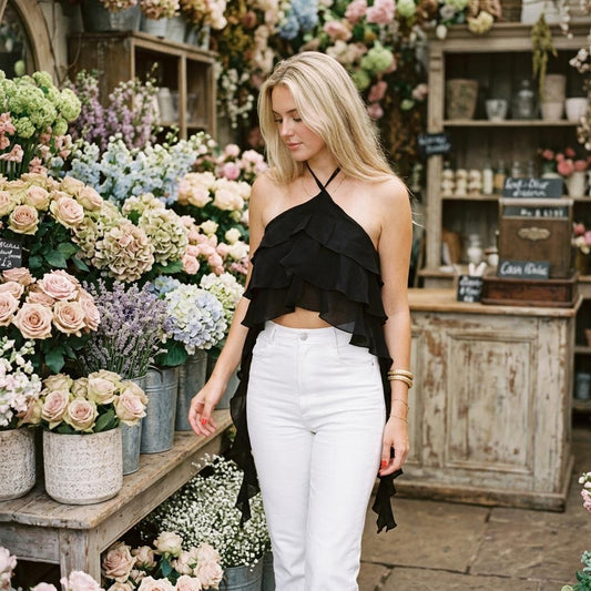 Women’s Boho Chiffon Cropped Camisole Flowy Vacation Tank Top