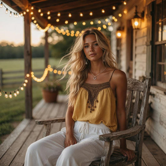 Sexy Hollow Lace Boho Tank Ethnic Print Summer Shirt